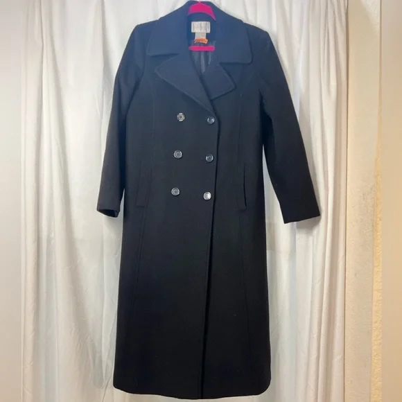 Worthington Black Wool/Cashmere Blend Long Trench Coat - Size 8​ - Picture 7 of 11